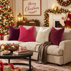 decorUhome Soft Chenille Burgundy Throw Pillow Covers 24X24 Set of 2 - Image 4