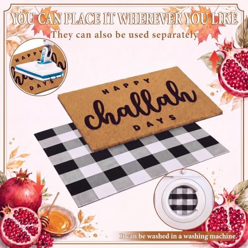 Moucuny 2 Pcs Happy Challah Days Doormat, Hanukkah Outdoor Decor, Non-Slip - Image 4