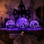 NEEDOMO Halloween Decorations Indoor, 3 Pack Witch Crackle Glass Globe Purple LED Lights with Timer, Halloween Table Decor for Mantel, Fireplace, Party, Home - Image 2