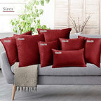 Nestl Throw Pillow Covers, Cozy Velvet Decorative Autumn Pillow Covers 22 x 22 Inches, Soft Solid Couch Pillow Covers for Sofa, Bed and Car, Set of 2 - Cherry Red - Image 6