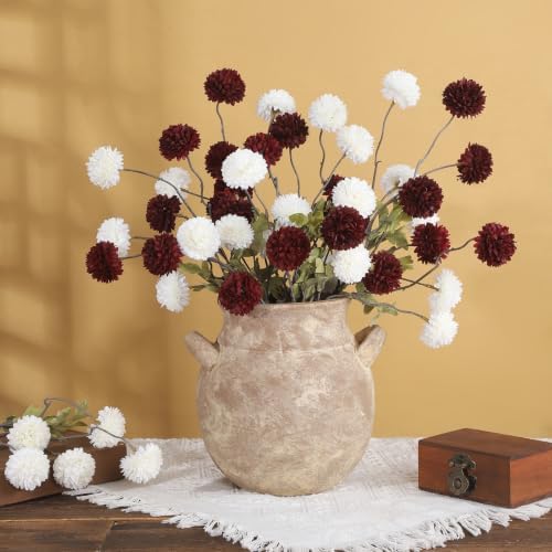 DuHouse 9pcs Artificial Flowers Faux Silk Pompon Mum Chrysanthemum Ball by DuHouse