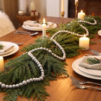 48Ft Christmas Wood Bead Garland Rustic Holiday Decor for Tree (Silver) - Image 5