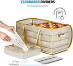 ZOBER Christmas Ornament Storage Box Plastic - Stores 128 3" Ornaments with Individual Trays - Ornament Organizer Storage Box, Durable Christmas Containers Holder - Gold - Image 3