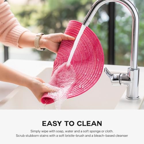 BARoyal Round Placemats Set of 12 Woven Placemats Washable Braided Table Mats for Dining Table Heat Resistant Non-Slip Circle Place Mats(Blossom) - Image 4