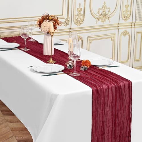 12 Pack Burgundy 10Ft Cheesecloth Table Runner - Image 4
