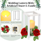 Hushee 30 Pcs Wooden Wedding Lantern Centerpiece, Red Rose, White - Image 5