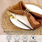 Kochorie Set of 12 Round Woven Placemats 12 Inches Bulrush Placemats Natural Hand-Woven Boho Rattan Placemats Wicker Table Mats Farmhouse Weave Place Mats for Home Dining Table - Image 3