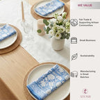 ATOSII Azora Blue 100% Cotton Fall Cloth Designer Dinner Napkins, Handblock Print, Washable Durable Linen for Everyday Use Wedding Parties Outdoors Christmas Thanksgiving I 20 X 20 Inches I Set of 4 - Image 5