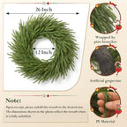 Norfolk Pine Easter Wreath 26 Inch - Real Touch Artificial Garland for Front Door, Mantel, Holiday Decor, Full & Fluffy Green PE Wreath for Easter Indoor Outdoor - Image 2