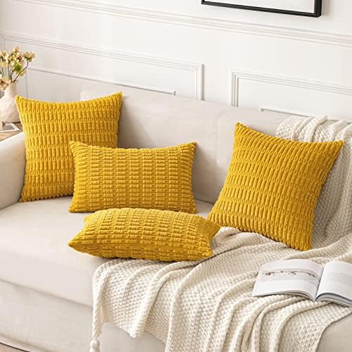 MIULEE Decorative Throw Pillow Covers 20x20 Mustard Yellow Pack of 2 - Image 4