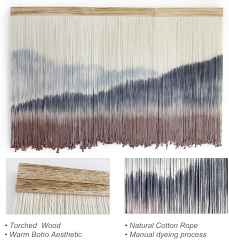 AKSWSHO Large Dip-Dye Macrame Wall Hanging Tapestry 59"x38" Boho Decor - Image 6