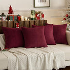 MIULEE Soft Corduroy Decorative Throw Pillow Covers Burgundy 16x16 - Image 2