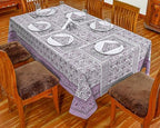 72x108 Inches Rectangle Hand Block Printed Cotton Tablecloth, White Purple Floral Table Cloths Washable, Indian Table Linen For Halloween Christmas Outdoor Thanksgiving Gifts Home Decor Dinning Outdoor - Image 3