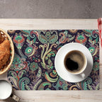 Boho Placemats, Geometric Ethnic Style Beautiful Floral Traditional Patterns, Kitchen Dining Room Non-Slip Insulated Decor, Set of 6,12x18 Inches - Image 3