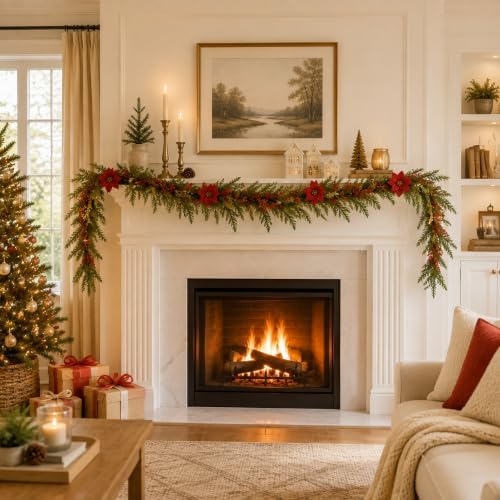 9 FT Artificial Christmas Garland, Faux Pine Greenery for Mantel - Image 7