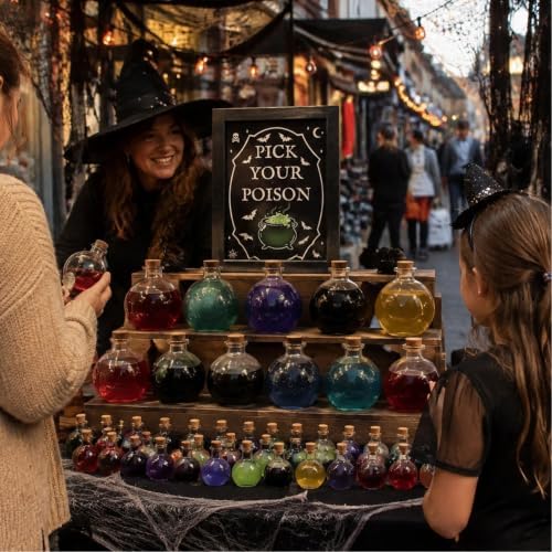 Suclain 30 Pcs Halloween Decoration Indoor, Glass Potion Bottles Set - Image 2