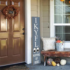 Blue IKYFL Popping Up Here Welcome Porch Board 8x48inch Rustic Funny Welcome Stangding Sign and Porch Leaner for Front Door Spring Farmhouse Rustic Vertical Porch Yard Decorations - Image 3