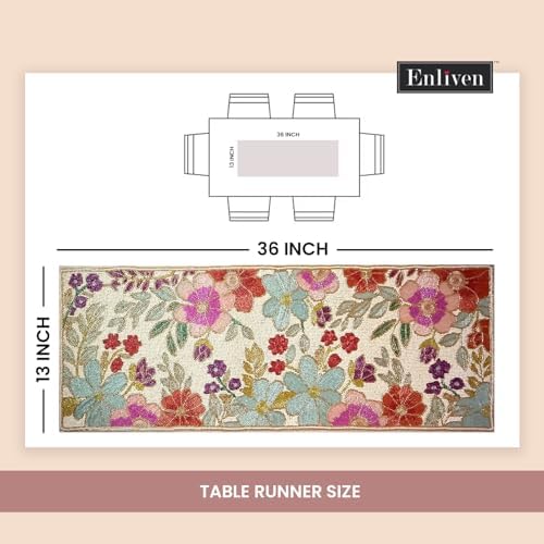 Floral Spring Beaded Table Runner, Handmade Beaded Table Runners 13x36 inches, Multicolour - Image 5