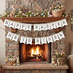 Marsui 2 Pcs He Is Risen Decor Easter Wood Bead Garland Happy Easter Hanging Banner Church Christian He Is Risen Hanging Decor Religious Garland Decoration for Christian Party Fireplace Home Wall Sign - Image 4