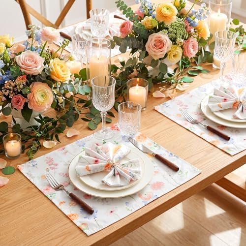 24 Pcs Fresh Floral Cloth Napkins for Wedding Wildflower 15" x 15" - Image 2