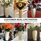 Tall Ceramic Vase 12 Inch Neutral Textured Vase,Cream Vase for Home Decor - Image 5