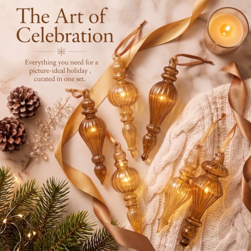 Sotiff 6 Pcs Mercury Glass Christmas Ornaments, Vintage Finial Decorations - Image 5
