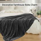 Chenille Throw Blanket for Couch 60" x 80" Twin, Dark Grey - Image 5