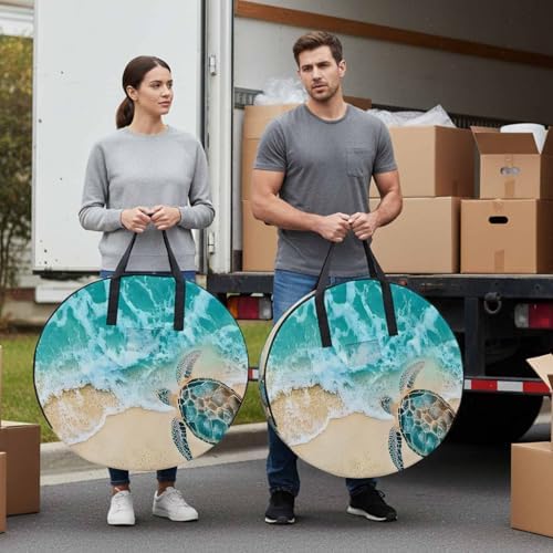 36 Inch Round Storage Bag 1 Pack,Sea ​​turtle Summer Beach Waterproof Wreath Storage Container with Handles&Zipper Ocean Blue Water Closet Organizer Bags Garland Box - Image 4