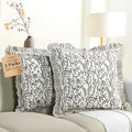 CPC Cocoa Vine Hand Block Print 100% Cotton Ruffle Throw Pillow Cover 20x20 inch with Hidden Zipper Decorative for Couch, Bed, Sofa, Farmhouse, Cottagecore Decor Gift Christmas Fall Thanksgiving by COTTONPRINTCLUB