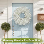 26 Inch Spring Wreaths for Front Door Large Easter Valentines Forsythia Floral Summer Spring Door Wreaths Outdoor All Season Spring Decorations for Home Porch Room Window Wall Farmhouse Decor(White-R) - Image 4
