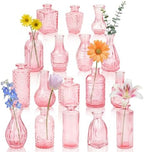 Glass Bud Vases in Bulk Small Mini Pink Vase for Flowers 17pc by PXDSDXJJWEDDING%EF%BC%86HOMEDECOR