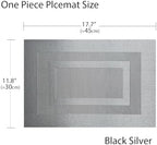 PIGCHCY Placemats Set of 12 Washable Durable Place Mats Vinyl Heat Resistant Non-Slip Table Mats Indoor Outdoor (18 x 12 inches, Silver Black) - Image 2