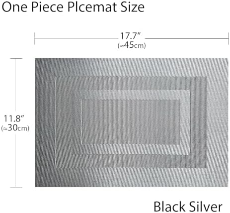 PIGCHCY Placemats Set of 12 Washable Durable Place Mats Vinyl Heat Resistant Non-Slip Table Mats Indoor Outdoor (18 x 12 inches, Silver Black) - Image 2