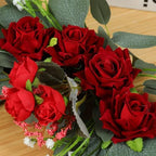H&W 2pcs Small Size Artificial Wedding Arch Flowers for Wedding Sign, Floral Swag Dusty Decor for Reception Ceremony Backdrop Sweetheart Table （Red Rose） - Image 4