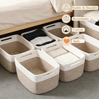 6 Pack Woven Rope Baskets, 12.6"×9"×7.8" Storage Bins, White&Brown - Image 5