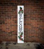 Porch Board Welcome Sign for Front Door Porch Deck Patio or Wall - Indoor Outdoor Decorative Christmas Holiday Farmhouse Rustic Vertical Porch Decor - Image 2