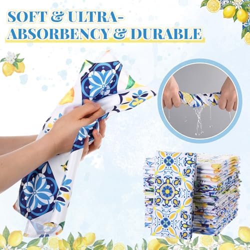 Nuogo 36 Pack Lemon Cloth Napkins 15"x15" Amalfi Coast Lemon Napkins - Image 4