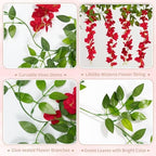 U'Artlines 10Pcs 7.2 Ft/Piece Artificial Wisteria Garland Red - Image 6