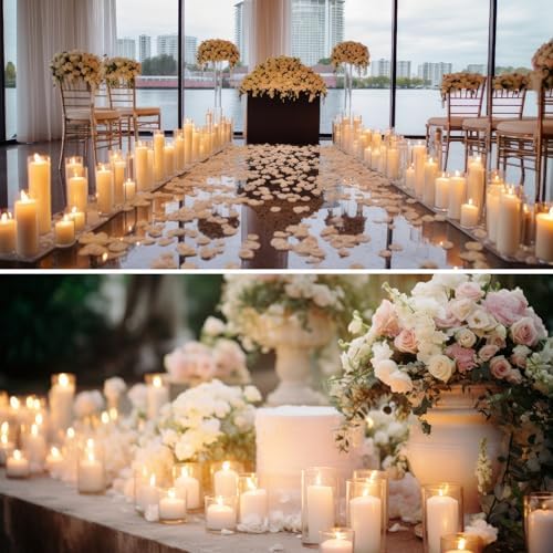 Shihanee 6 Glass Cylinder Vase Pillar Candle,White,Set of 24 - Image 7