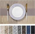 LEXMORE PlaceMats Set of 12 Vinyl/Plastic Woven Place Mats for Kitchen Table Indoor/Outdoor Washable PlaceMat Wipeable Dining Table Mats(Gold Dune) by lexmore