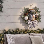 Suncalla 20" Christmas Snowman Wreath Winter Door Wreaths for Front Door - Image 5