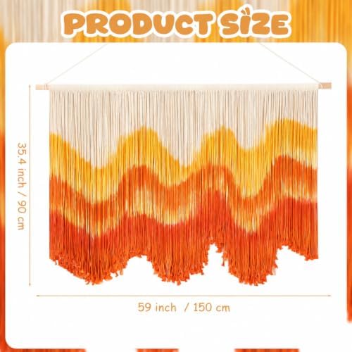 Tiamon Boho Wall Decor - 59''W x 35.4'' L Macrame Wall Hanging Dip-Dye Large Tapestry Art for Home Bathroom Farmhouse Bedroom Living Room Office Natural Modern Rustic Decoration - Image 2