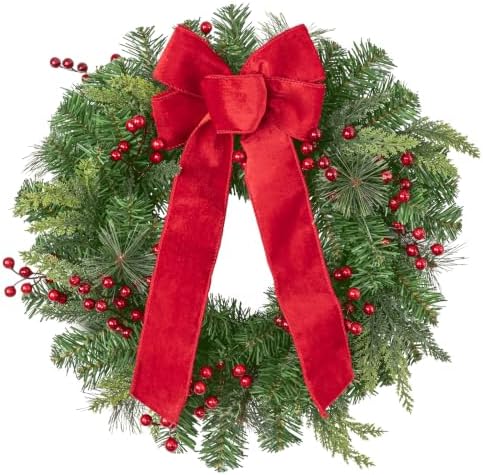 SHACOS Artificial Christmas Wreath 24" Red Berry Wreaths by SHACOS