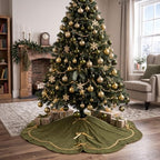 Arrowbash Olive Green 60 Inch Christmas Tree Skirt Velvet Scallop Ddge - Image 2