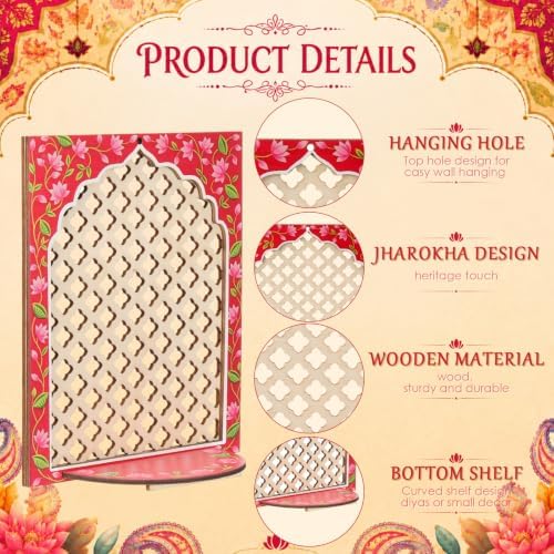 DoubleFill 20pcs Diwali Wooden Candle Holders for Wall Decor, Floral Lotus - Image 3