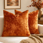 MIULEE Fall Velvet Euro Sham Throw Pillow Covers Burnt 24x24 Set of 2 by MIULEE