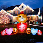 VIHOSE 10 ft Valentines Inflatables Outdoor Decorations Blow Up Bear Heart with LED Lights Valentine Decor for Romantic Wedding Patio Lawn Valentine's Day Inflatables Outside Party Supplies - Image 3