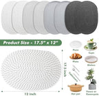 Oval Woven Placemats Set of 8 Heat Resistant Placemats 17.5 x 12 Inches Farmhouse Cotton Rope Place Mats for Dining Tables Trivets for Hot Dishes, Grey Set - Image 3