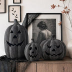 Halloween Decor - Black Handmade Terracotta Jack O Lantern Pumpkin - Image 6