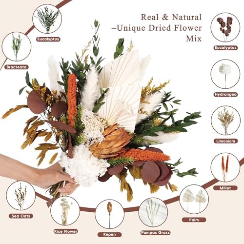 Dried Flower Bouquet, Boho Pampas Grass, Fall Floral Arrangement - Image 6
